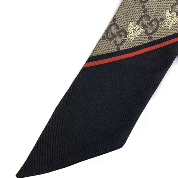 GUCCI GG Bee 100% Silk Scarf Twilly - Picture 3 of 7